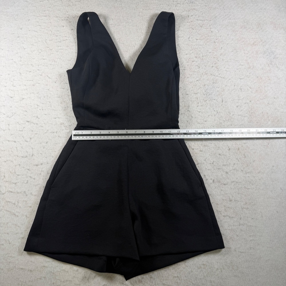 Wilfred Aritzia Black V-Neck Tie Back Romper Sleeveless Crepe Shorts 0 59665 - Picture 4 of 8